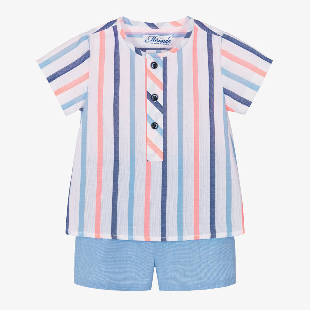 Miranda-Blue Stripe Short Set | Childrensalon Outlet
