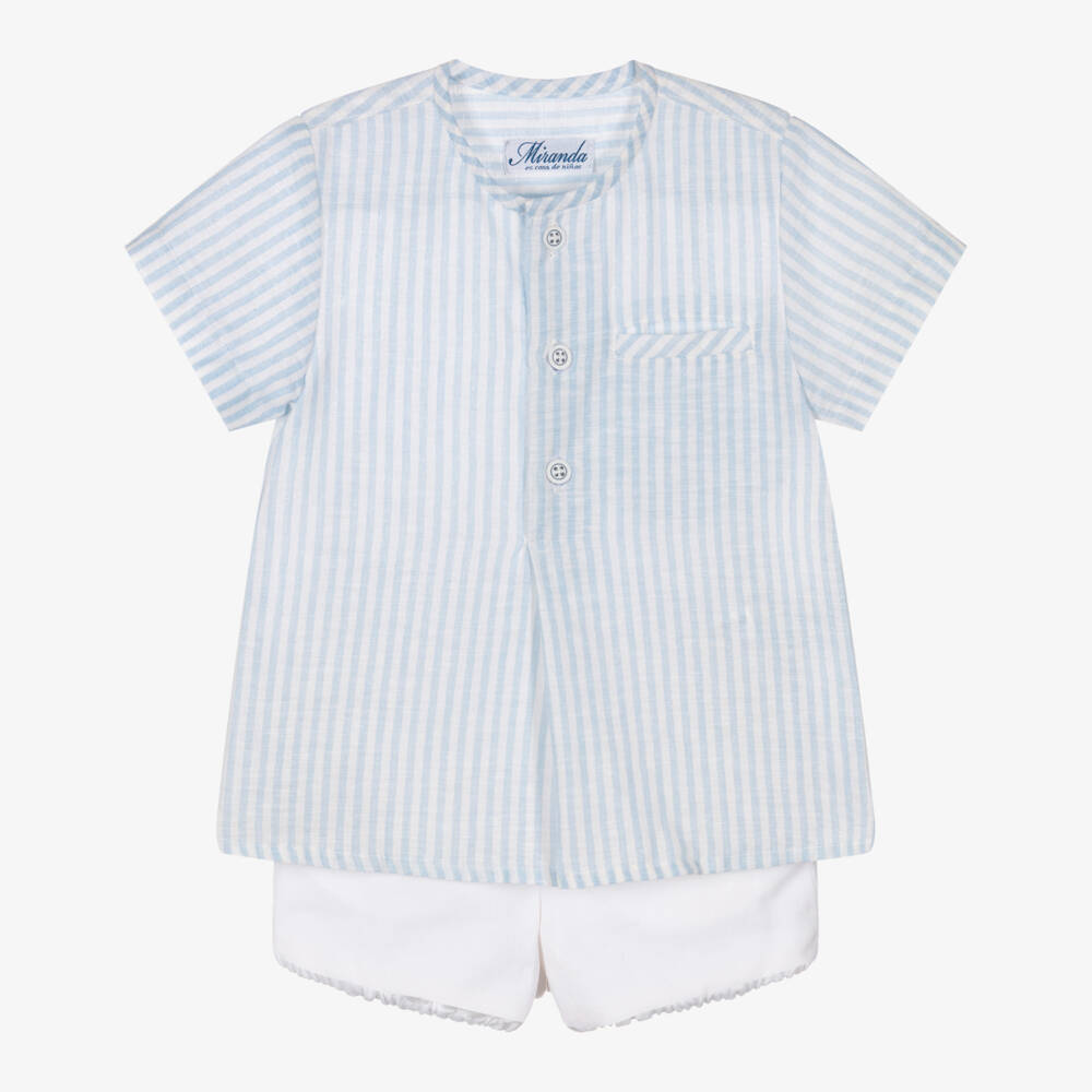 Miranda-Blue Stripe Ss Short Shirt Set | Childrensalon Outlet