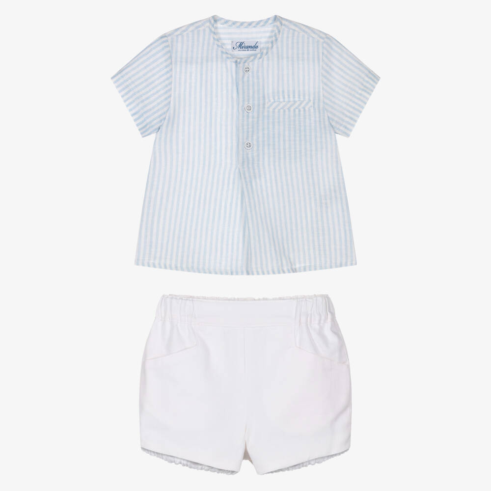 Miranda-Blue Stripe Ss Short Shirt Set | Childrensalon Outlet