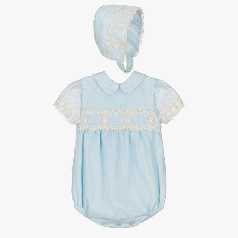 Miranda-Blue Tulle & Lace Baby Shortie Set | Childrensalon Outlet