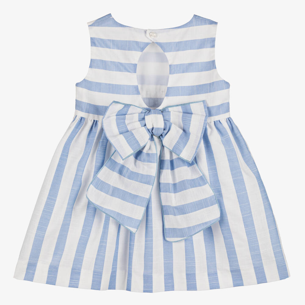 Miranda-Полосатое синее и белое платье для девочек | Childrensalon Outlet