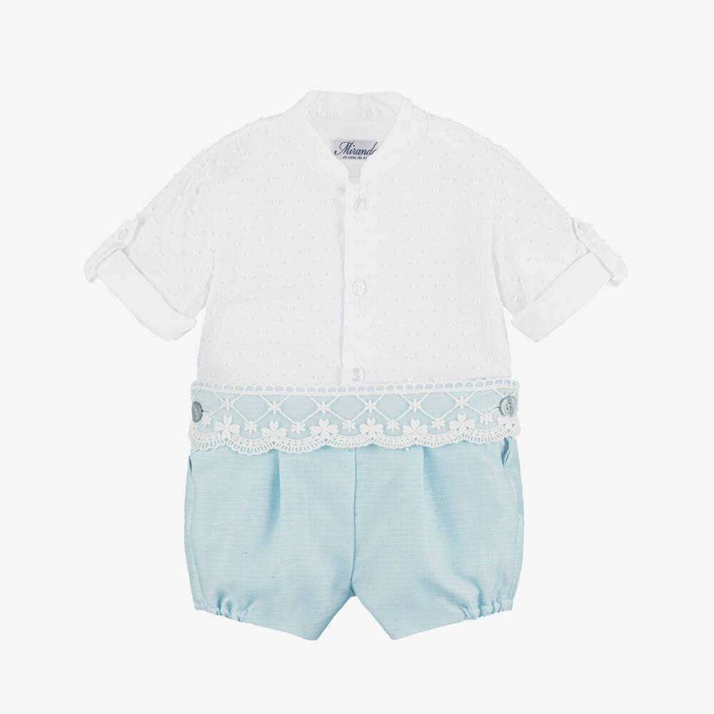 Miranda-Boys Azure Cotton Ensemble | Childrensalon Outlet