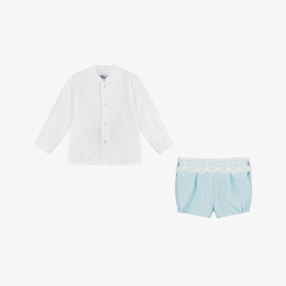 Miranda-Boys Azure Cotton Ensemble | Childrensalon Outlet