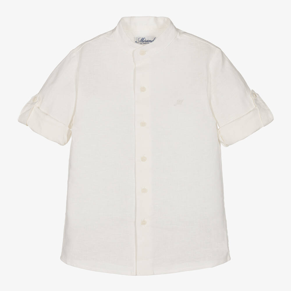 Miranda-Boys Beige Linen & Cotton Shorts Suit | Childrensalon Outlet