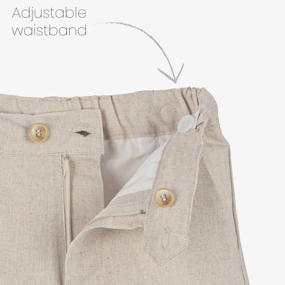 Miranda-طقم شورت كتان وفيسكوز لون بيج وعاجي للأولاد | Childrensalon Outlet
