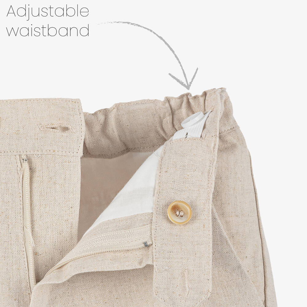 Miranda-طقم شورت كتان وفيسكوز لون بيج وعاجي للأولاد | Childrensalon Outlet