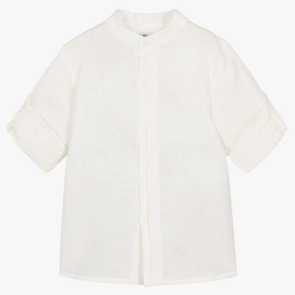 Miranda-Boys Beige Linen & Viscose Shorts Suit | Childrensalon Outlet