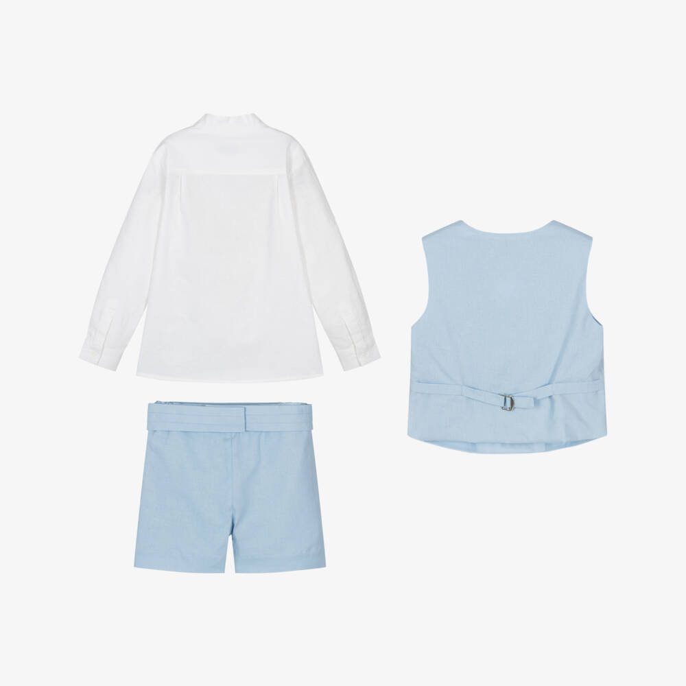 Miranda-طقم أولاد أزرق من الكتان والقطن | Childrensalon Outlet