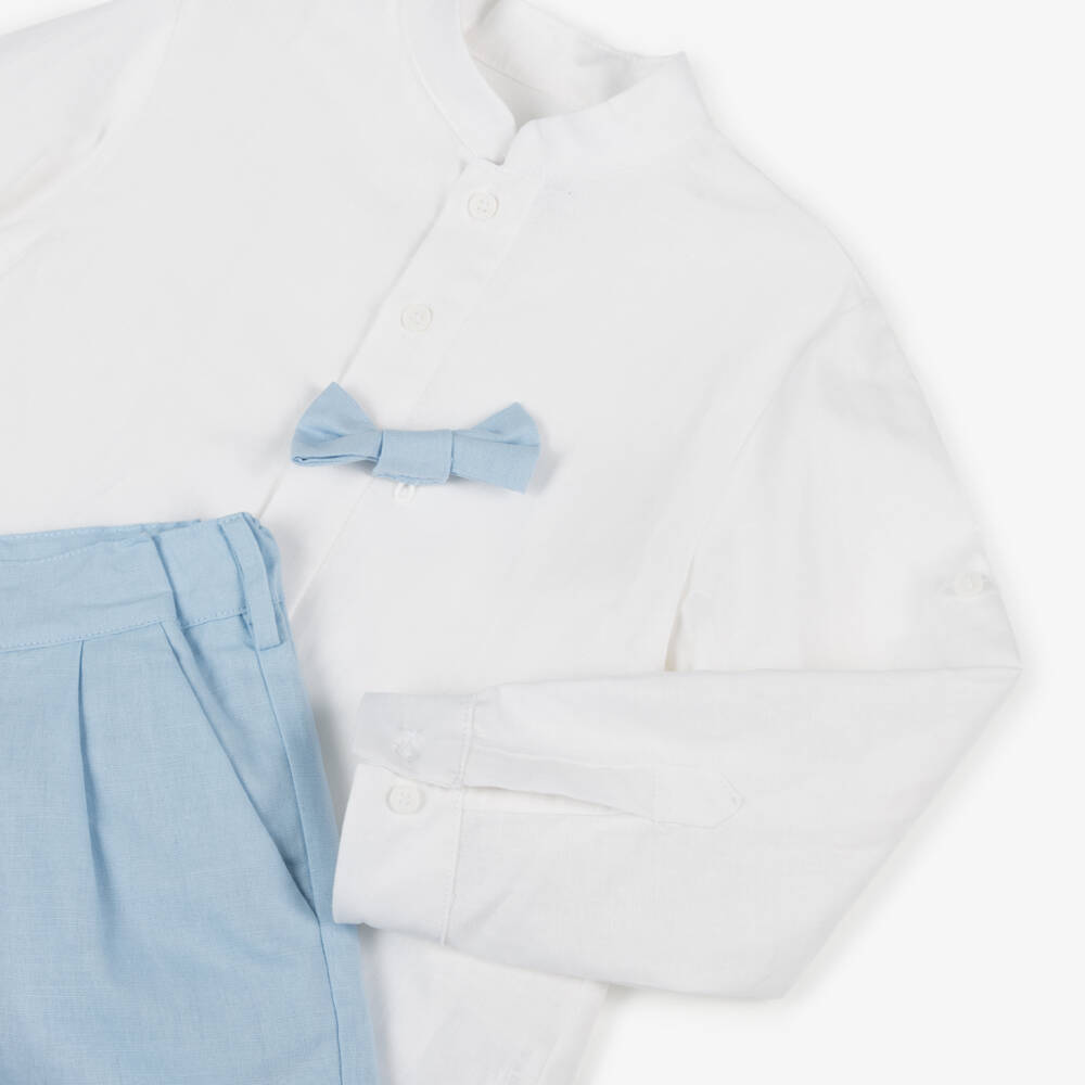 Miranda-طقم أولاد أزرق من الكتان والقطن | Childrensalon Outlet