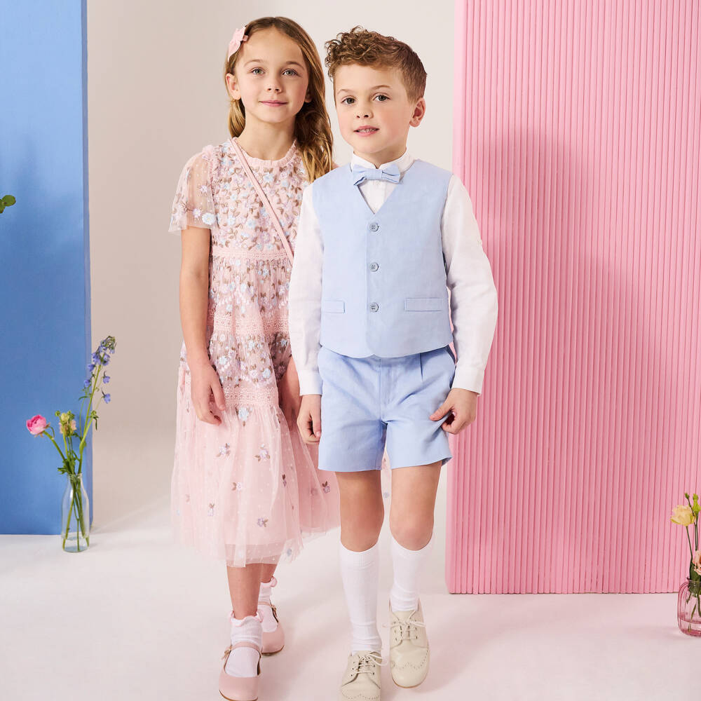 Miranda-طقم أولاد أزرق من الكتان والقطن | Childrensalon Outlet