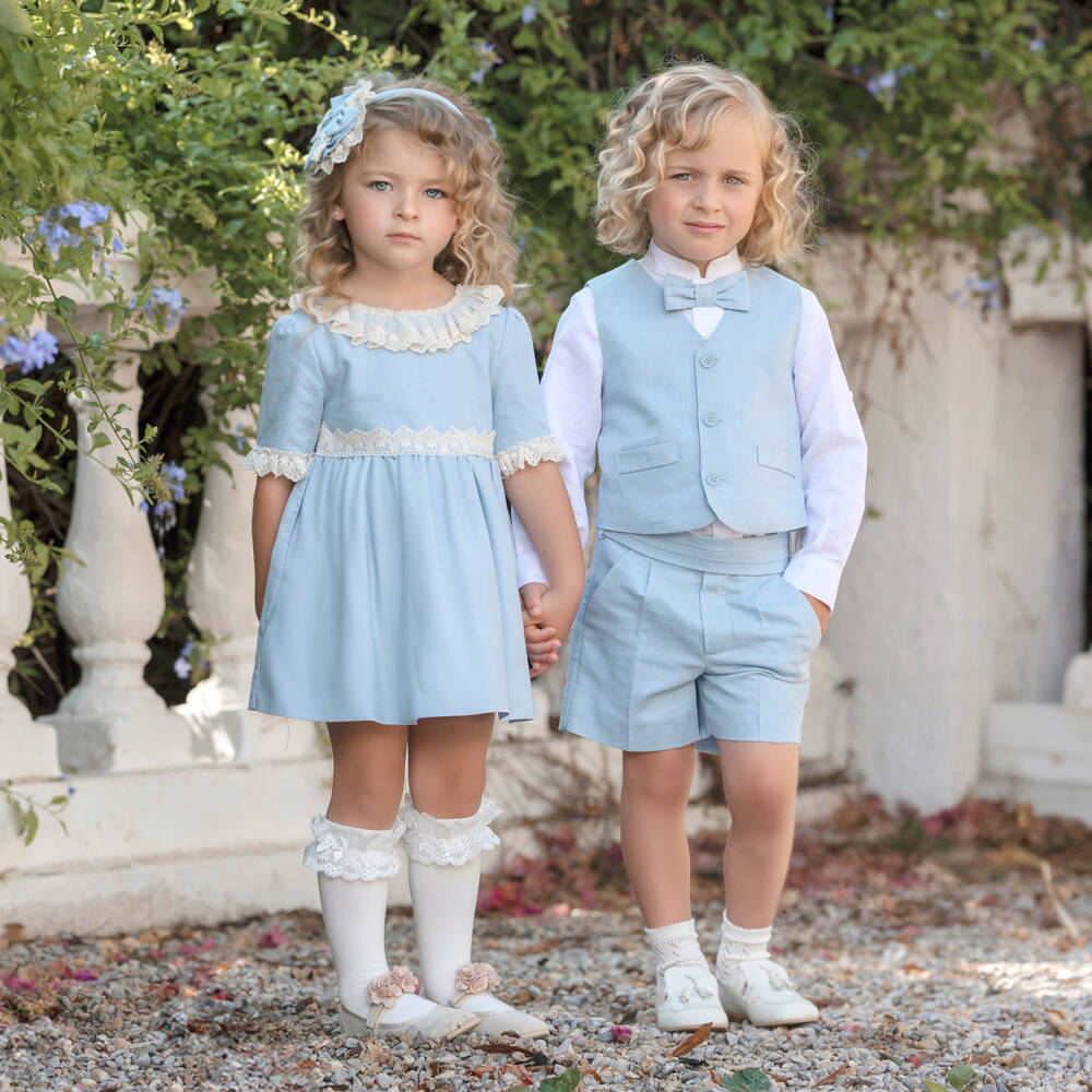 Miranda-Комплект из льна и хлопка синего цвета для мальчиков | Childrensalon Outlet