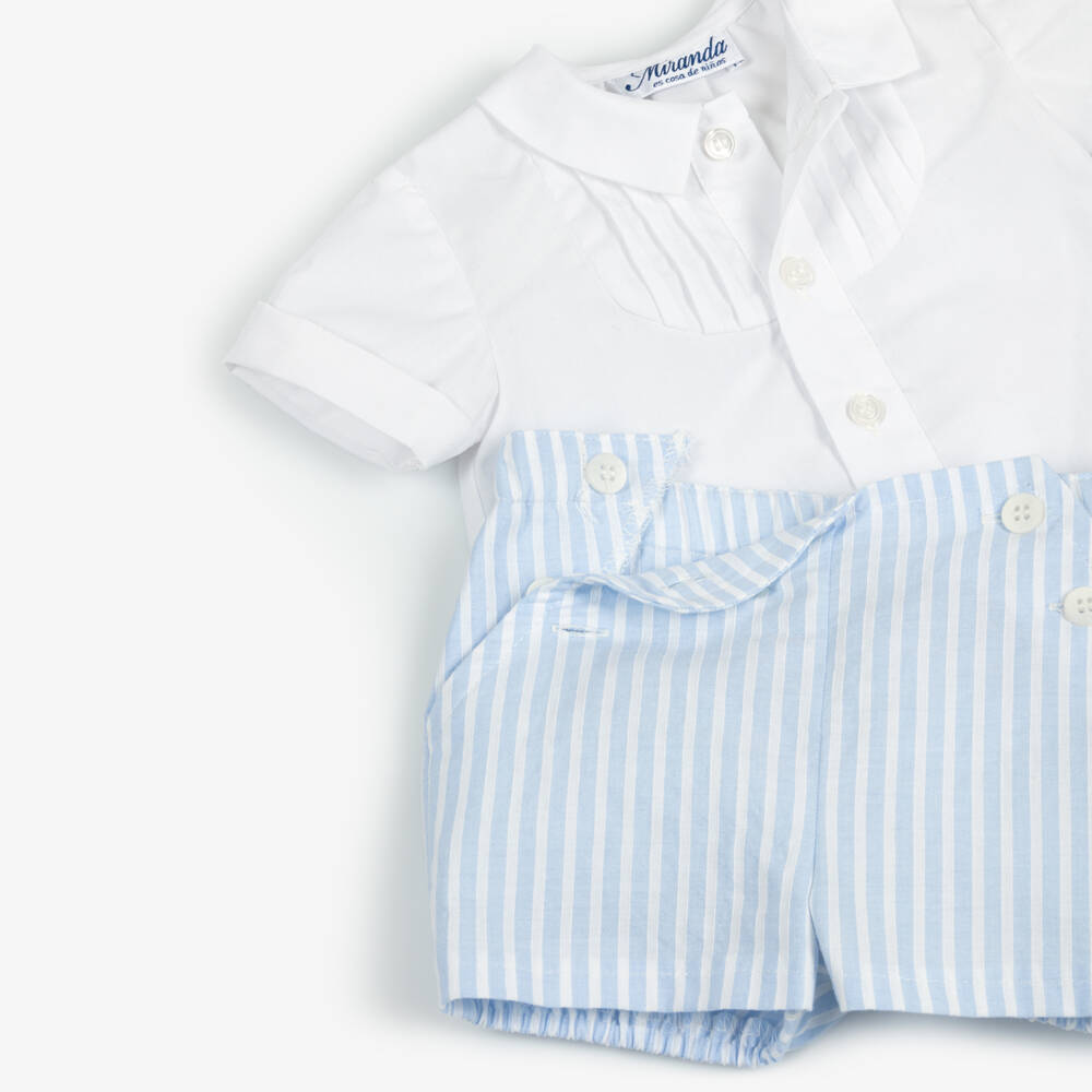 Miranda-Boys Blue Stripe Short Ensemble | Childrensalon Outlet