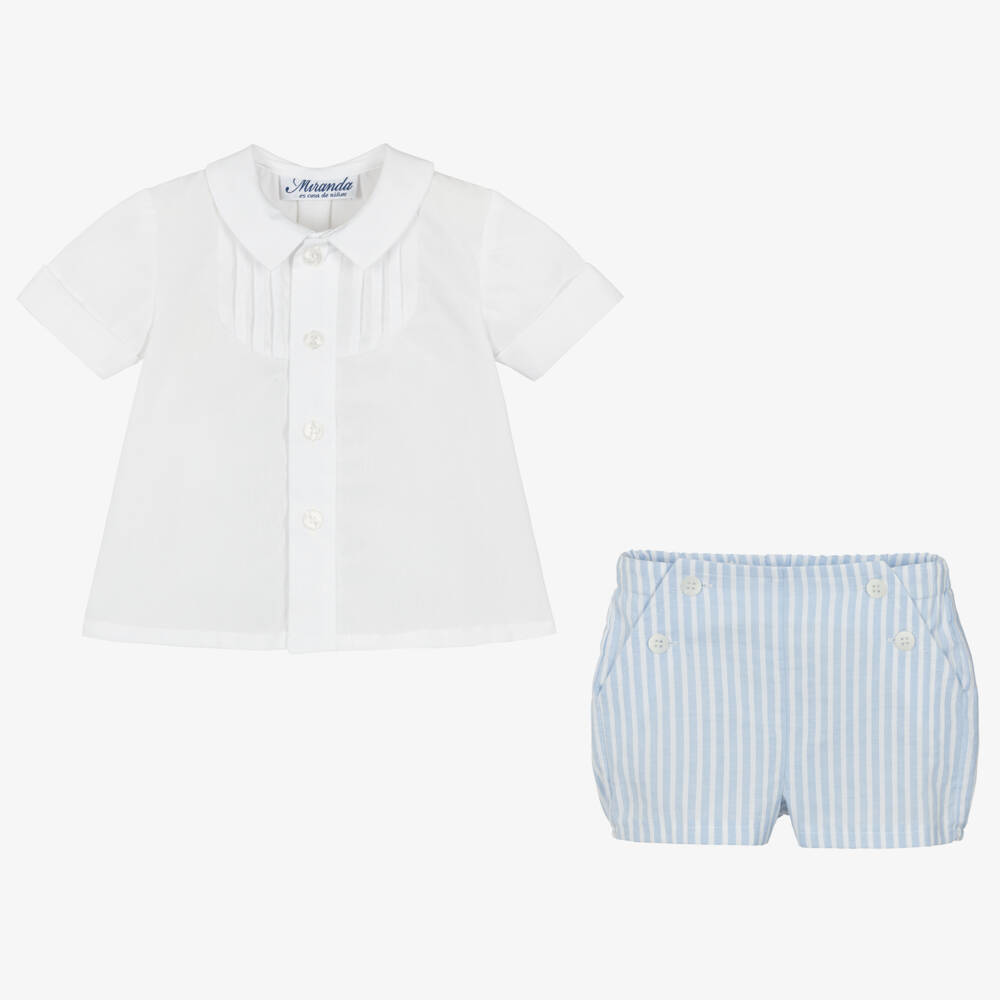 Miranda-Boys Blue Stripe Short Ensemble | Childrensalon Outlet