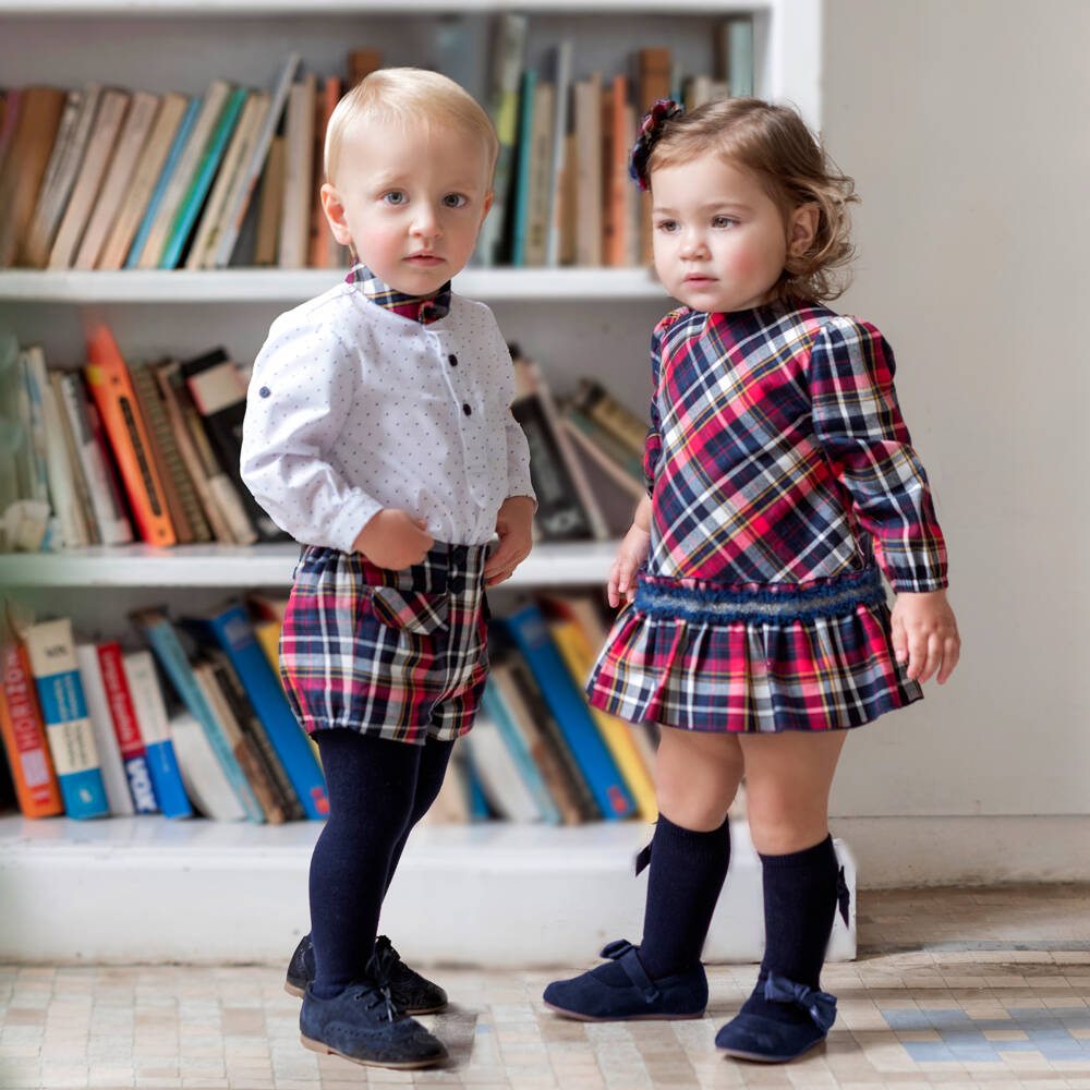 Miranda-Boys Blue Tartan Shirt and Shorts | Childrensalon Outlet