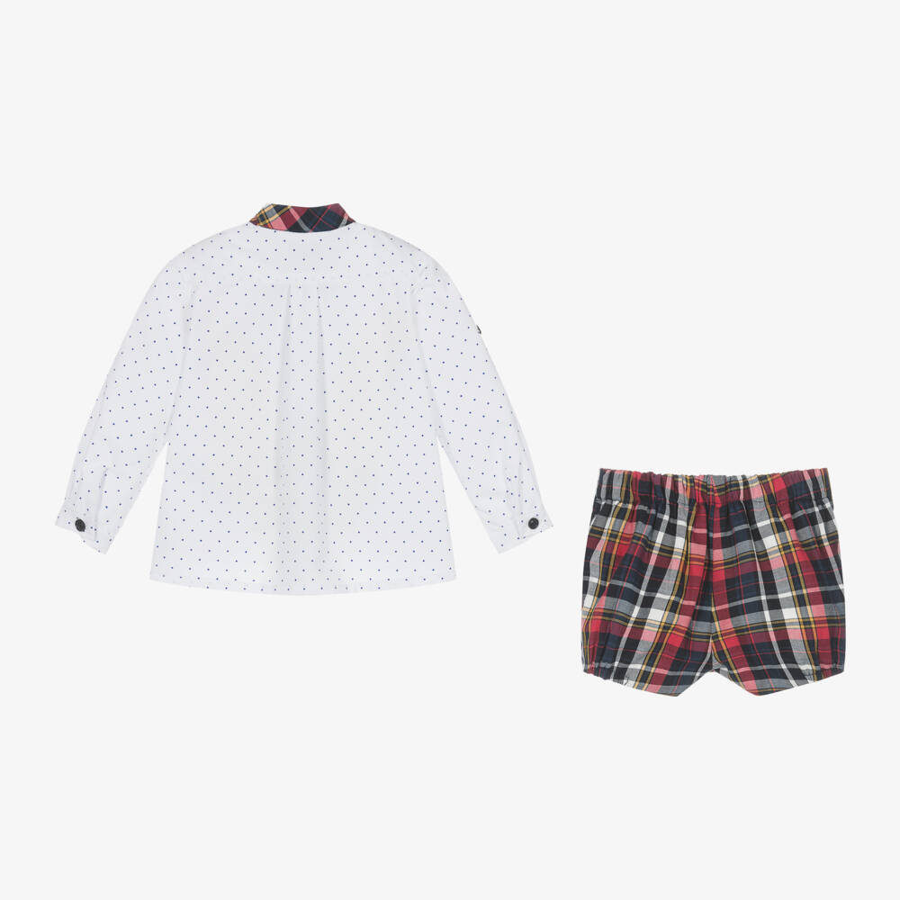 Miranda-Boys Blue Tartan Shirt and Shorts | Childrensalon Outlet