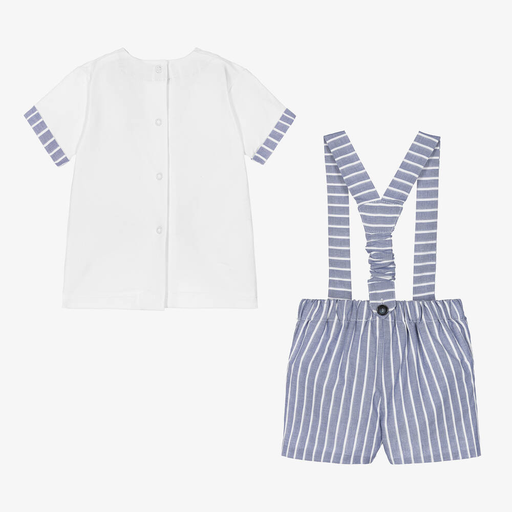 Miranda-Белая футболка и синие шорты из хлопка | Childrensalon Outlet