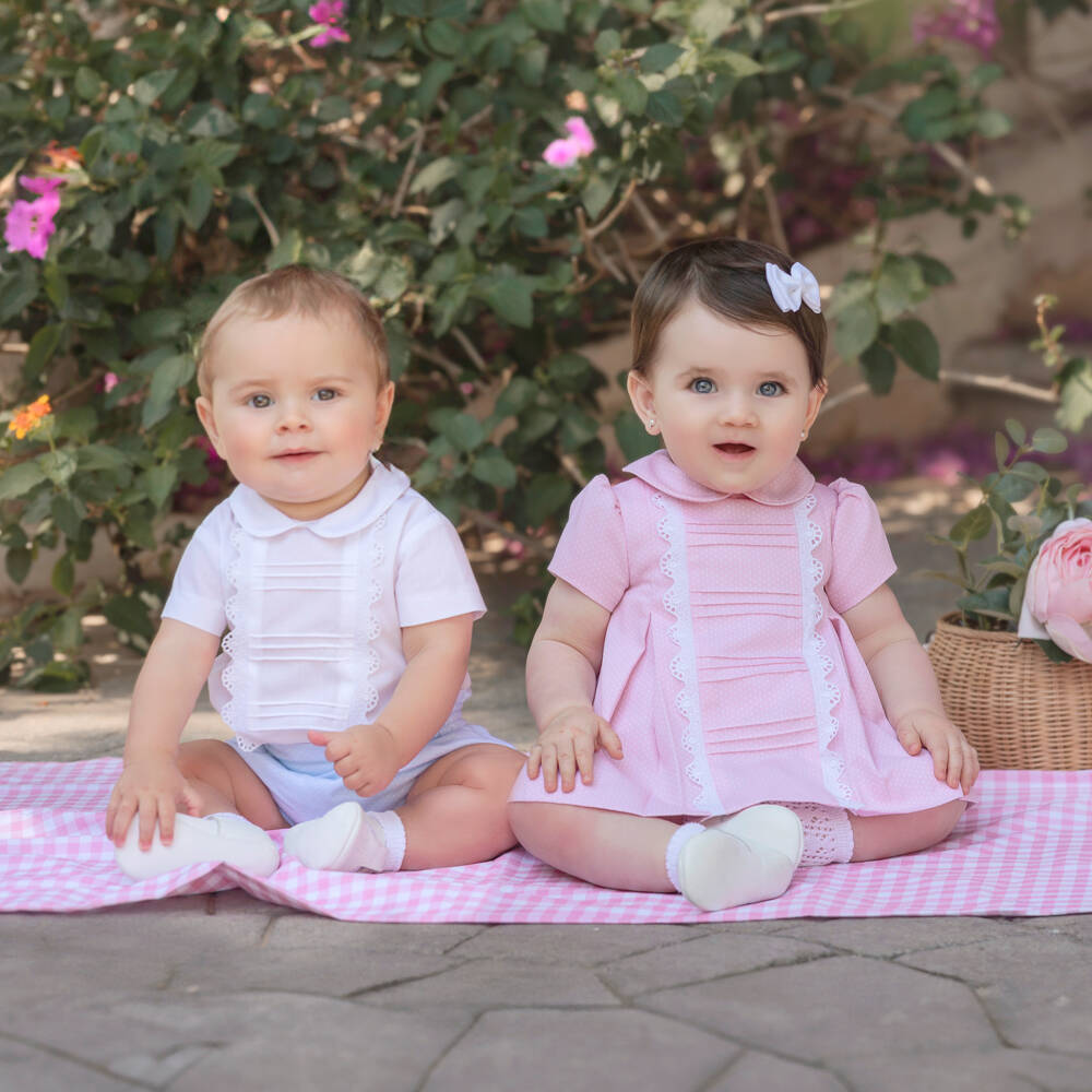 Miranda-Boys Blue & White Lace-Trimmed Set | Childrensalon Outlet