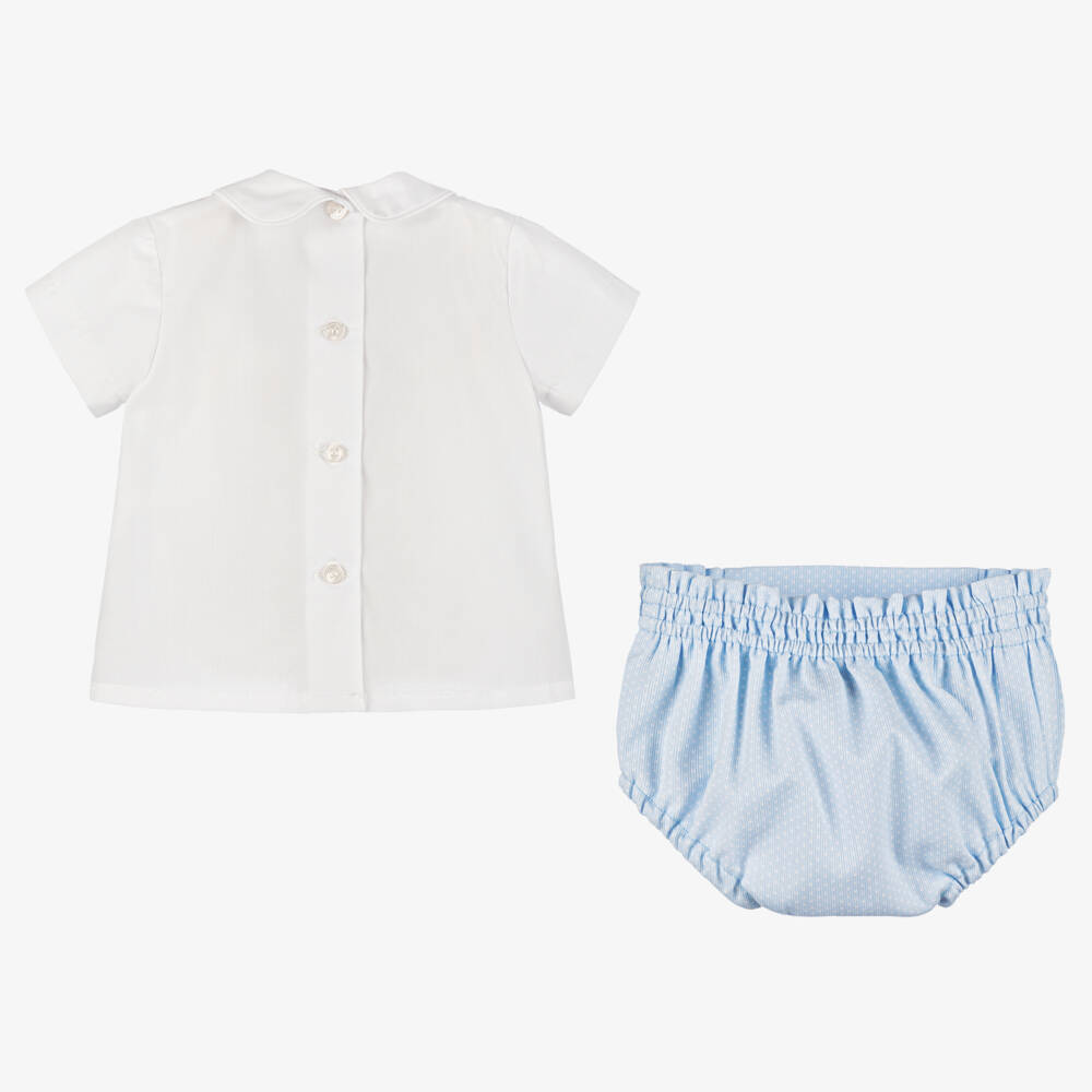 Miranda-Boys Blue & White Lace-Trimmed Set | Childrensalon Outlet