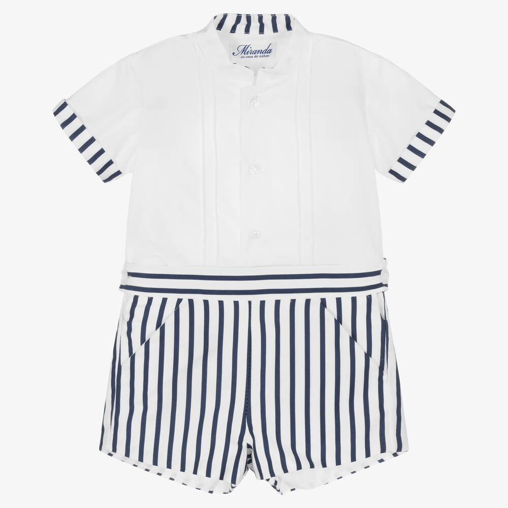 Miranda - Ensemble short bleu et blanc garçon | Childrensalon