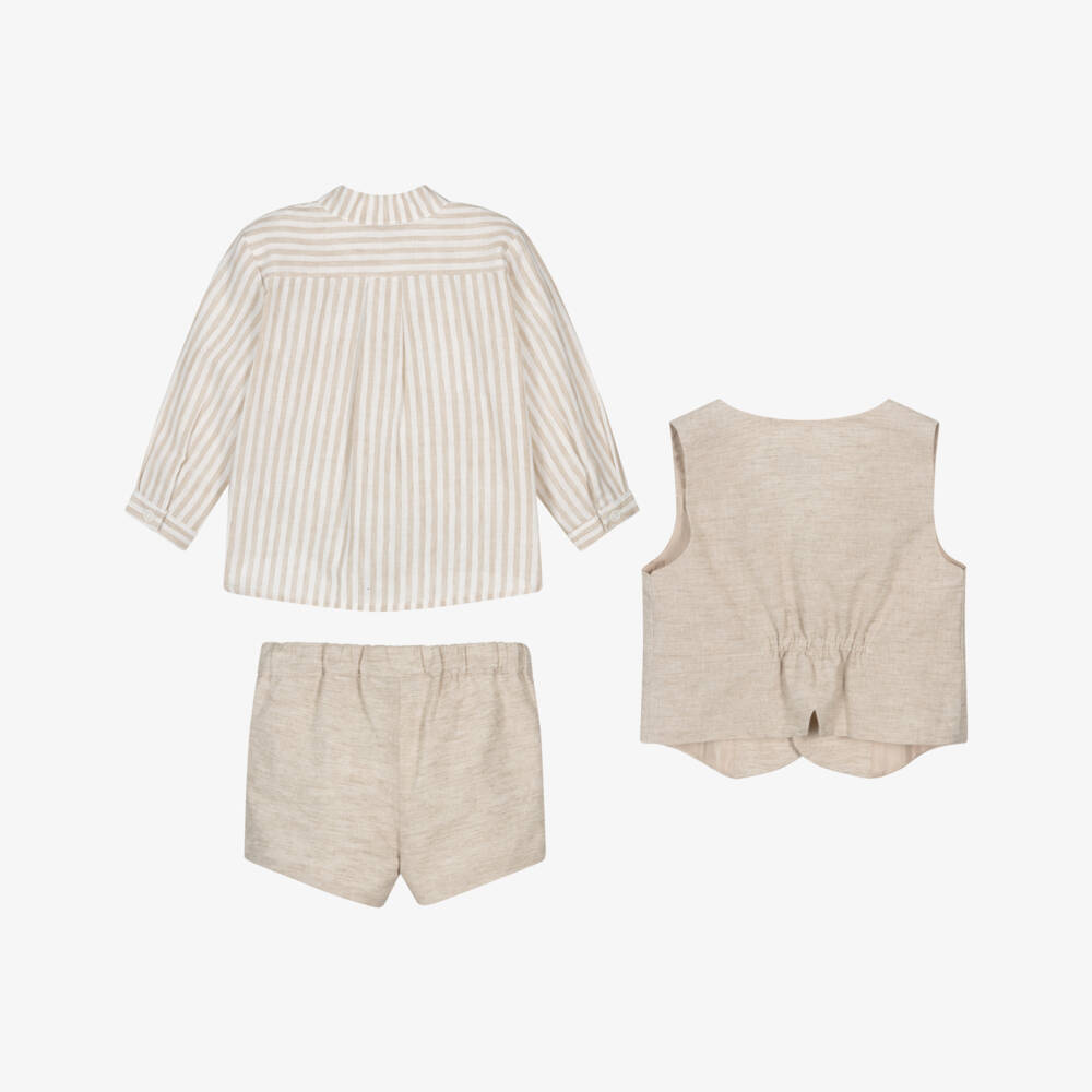 Miranda-Boys Classic Beige Waistcoat Ensemble | Childrensalon Outlet