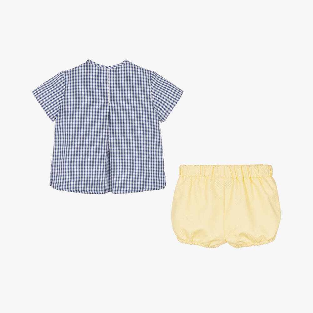 Miranda-Boys Gingham Blue & Yellow Short Set | Childrensalon Outlet
