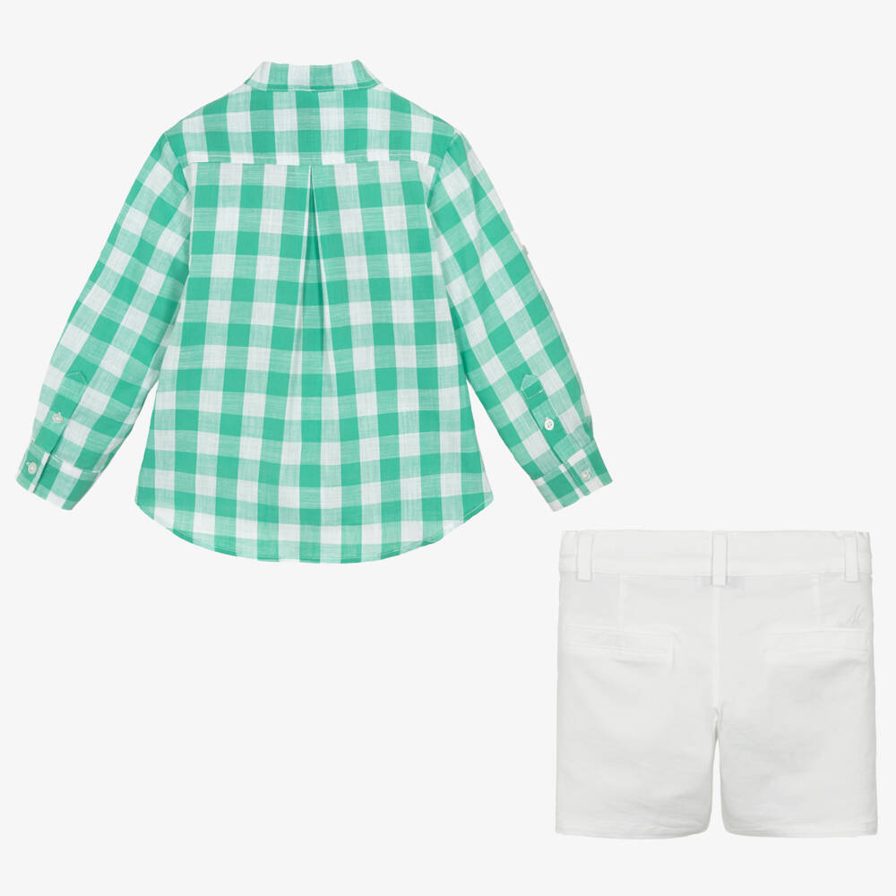 Miranda-Boys Green Check Cotton Ensemble | Childrensalon Outlet