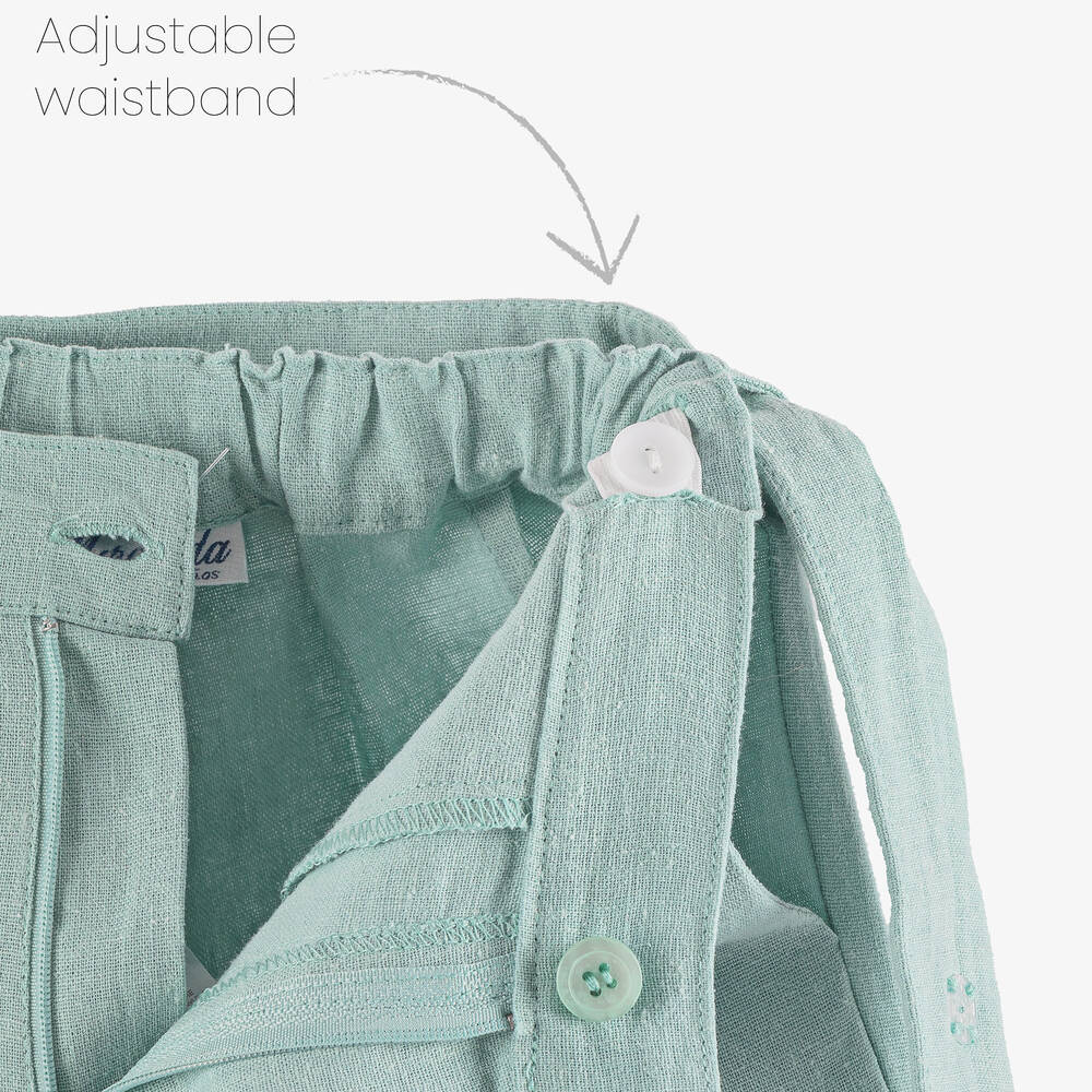 Miranda-Boys Green Linen & Viscose Shorts Set | Childrensalon Outlet