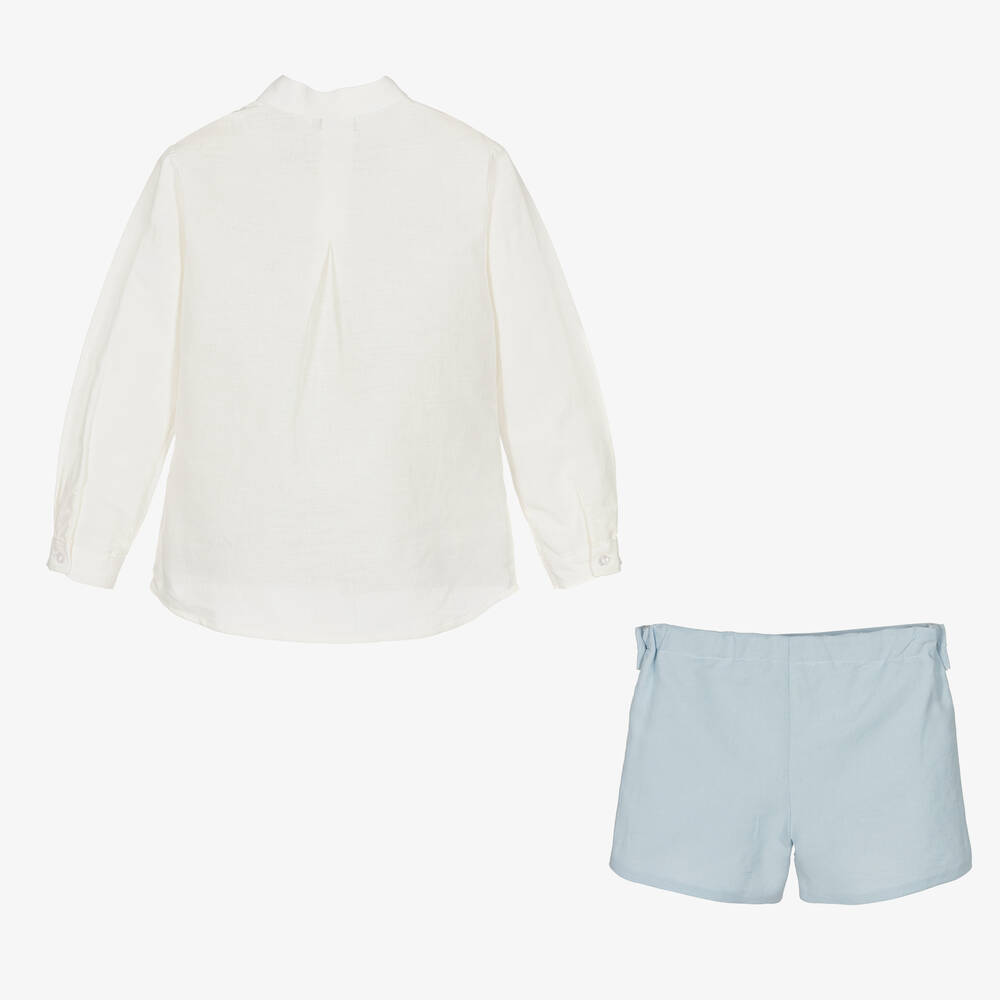 Miranda-Кремовая рубашка и голубые шорты из льна | Childrensalon Outlet