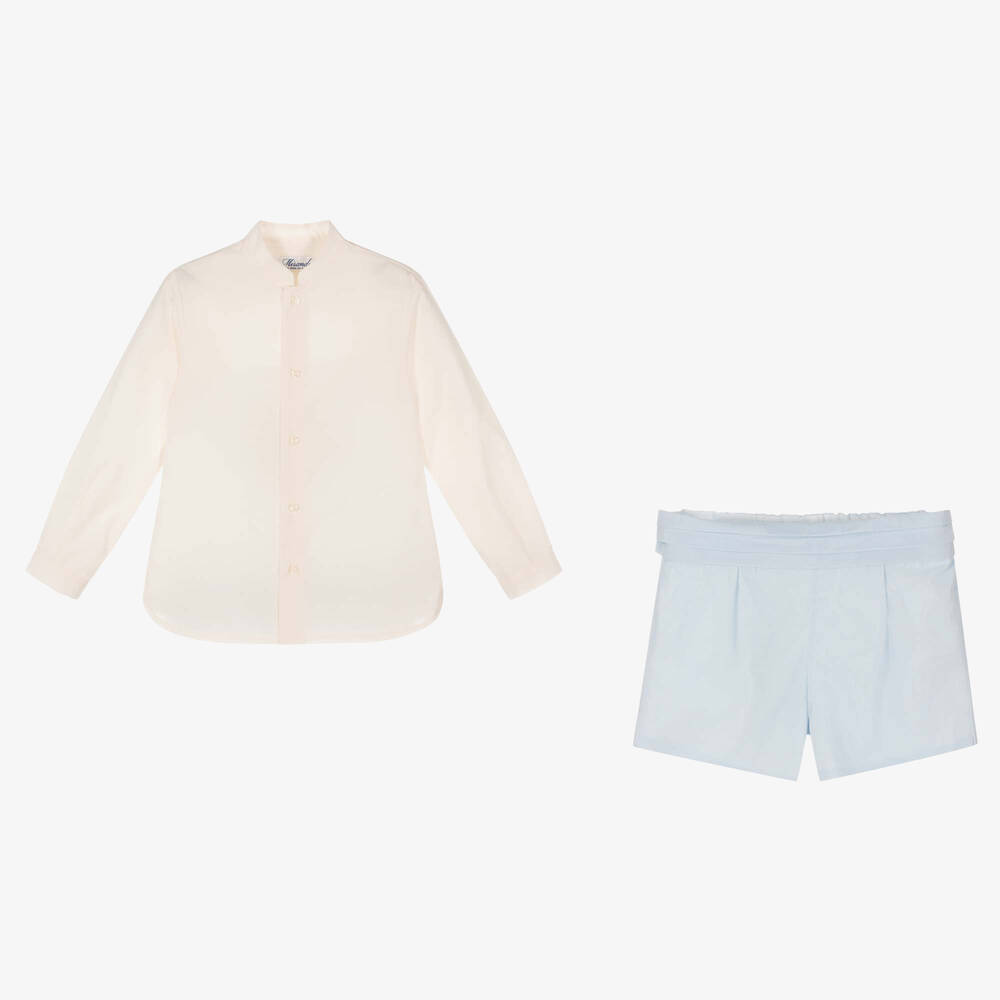 Miranda-Кремовая рубашка и голубые шорты | Childrensalon Outlet