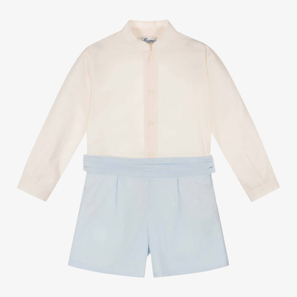 Miranda - Кремовая рубашка и голубые шорты | Childrensalon