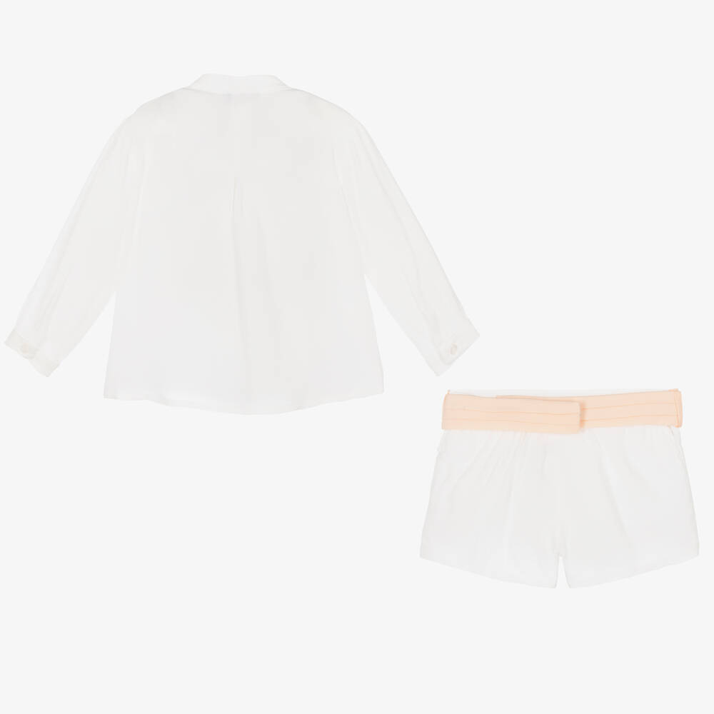 Miranda-Boys Ivory & Pink Cotton Shorts Set | Childrensalon Outlet
