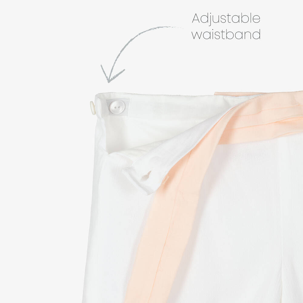 Miranda-Boys Ivory & Pink Cotton Shorts Set | Childrensalon Outlet