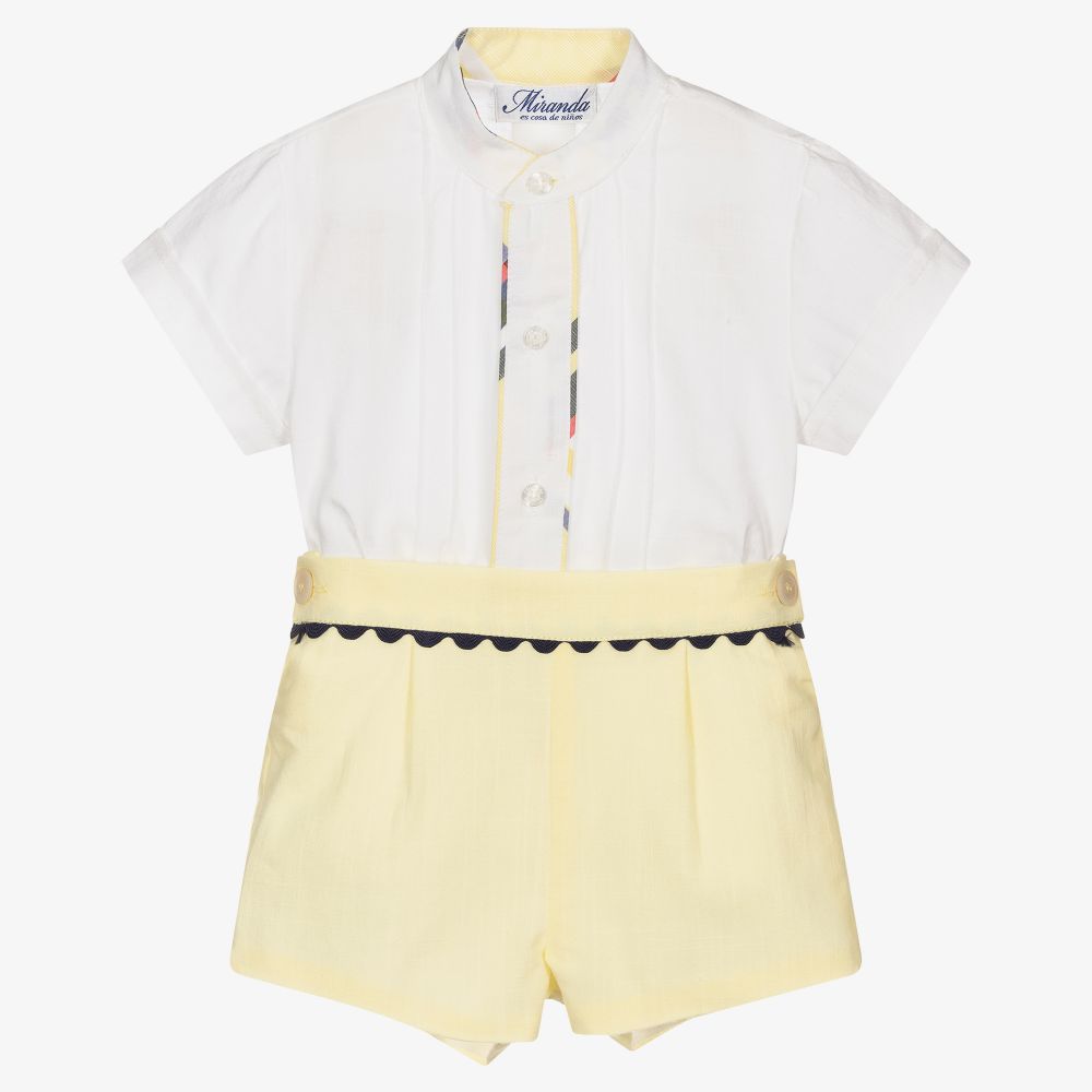 Miranda - Boys Ivory & Yellow Shorts Set | Childrensalon