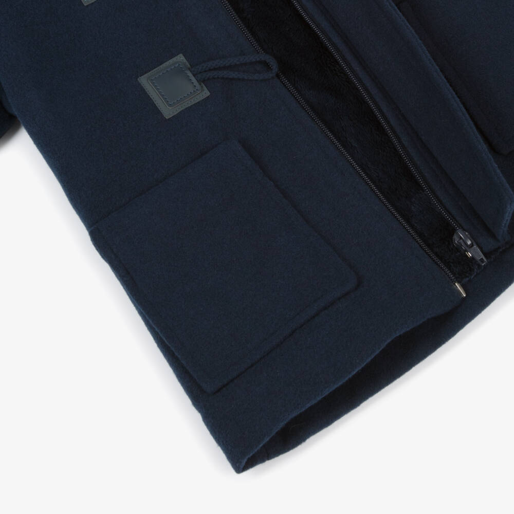 Miranda-Boys Navy Hooded Toggle Coat | Childrensalon Outlet