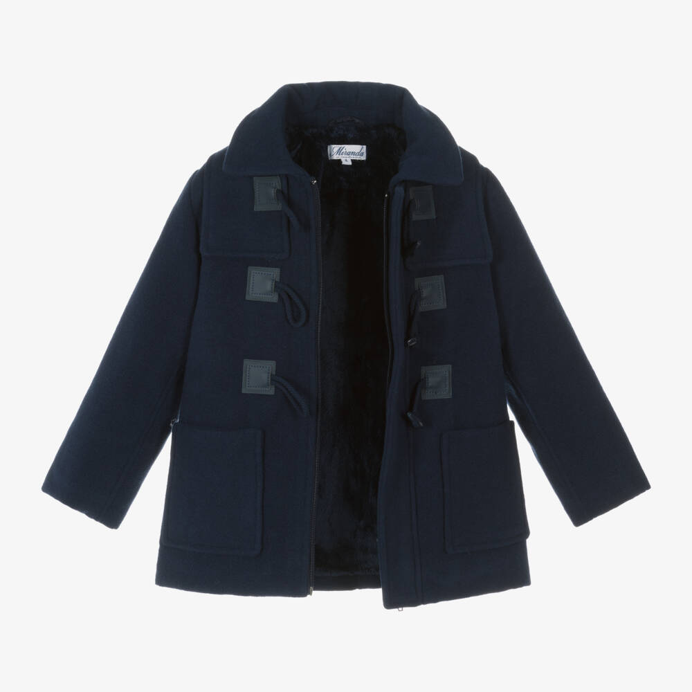 Miranda-Boys Navy Hooded Toggle Coat | Childrensalon Outlet