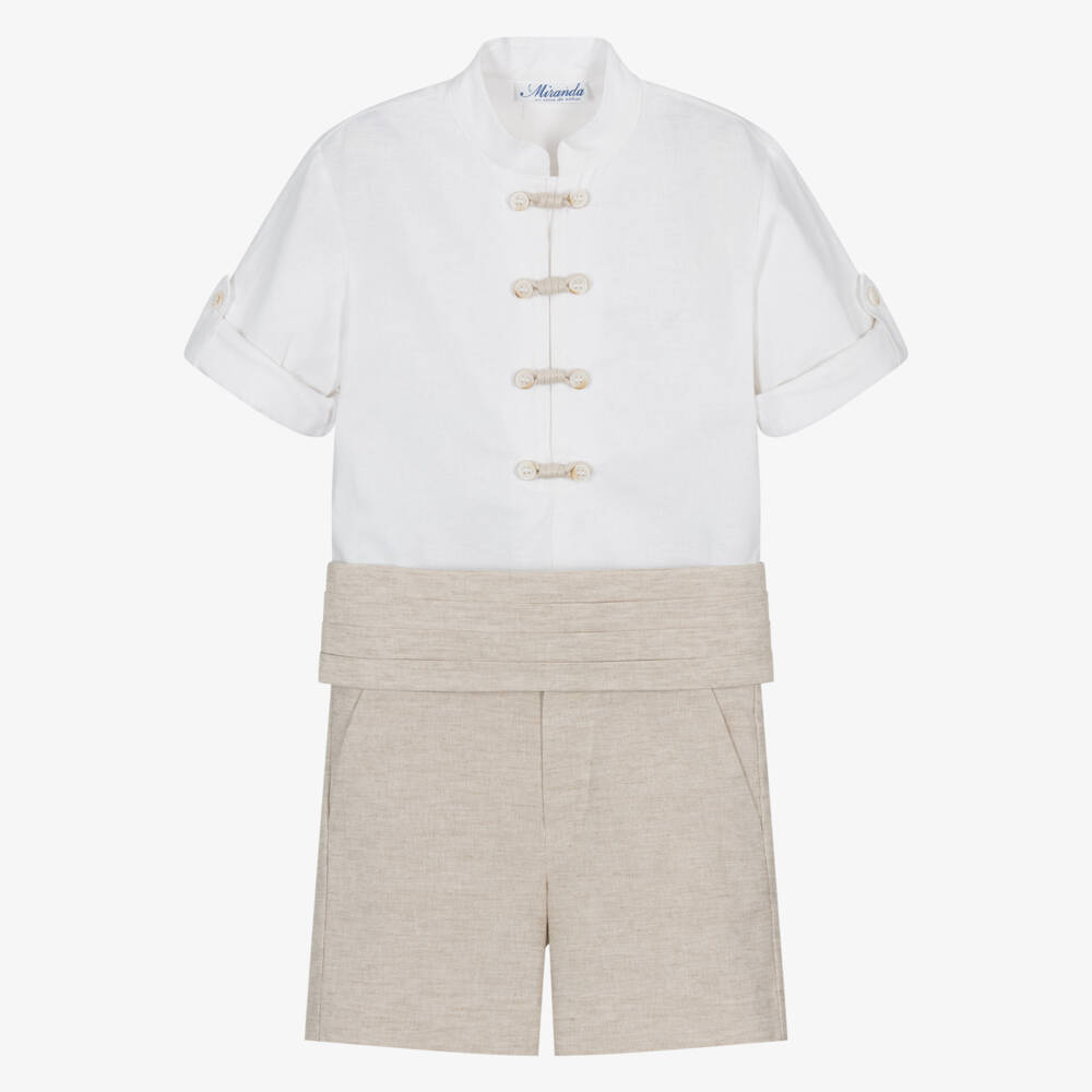 Miranda-Комплект льняных шортов нейтрального цвета для мальчиков | Childrensalon Outlet