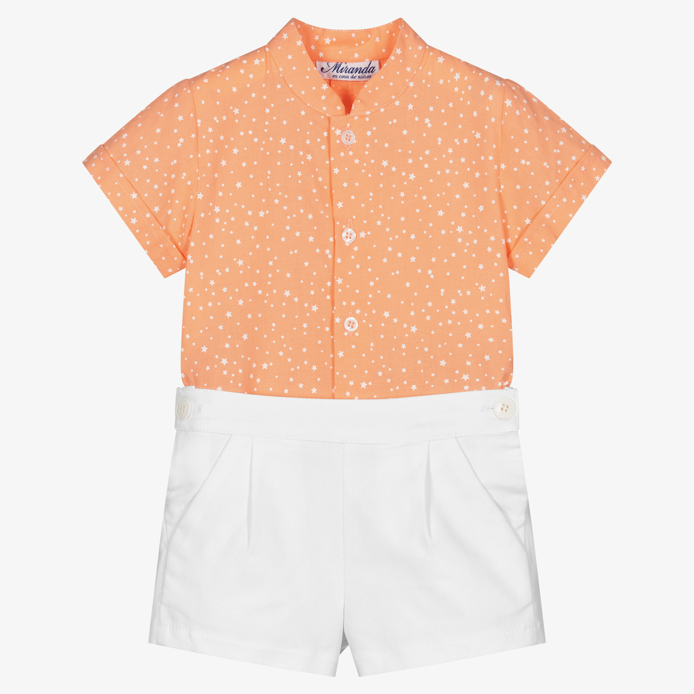 Miranda - Ensemble short orange/blanc Garçon | Childrensalon