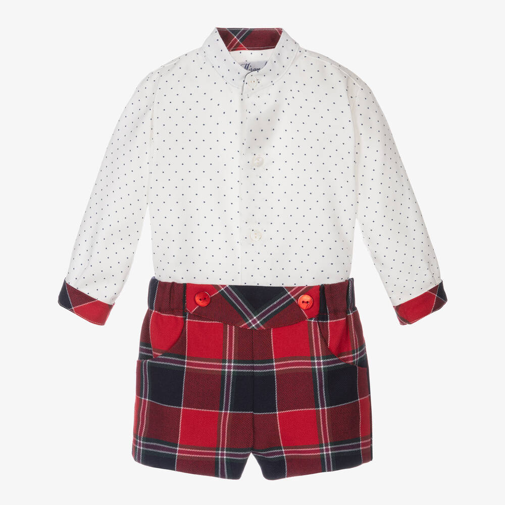 Miranda - Ensemble short tartan rouge garçon | Childrensalon