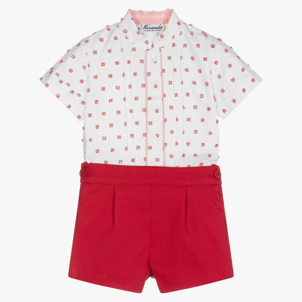Miranda - Boys Red & White Shorts Set | Childrensalon