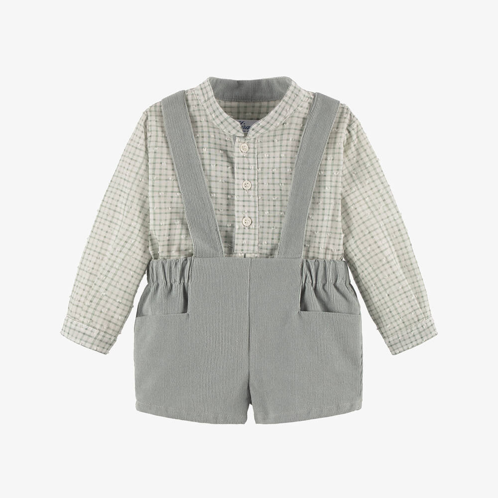 Miranda-Boys Sage Green Needlecord Shorts Set | Childrensalon Outlet
