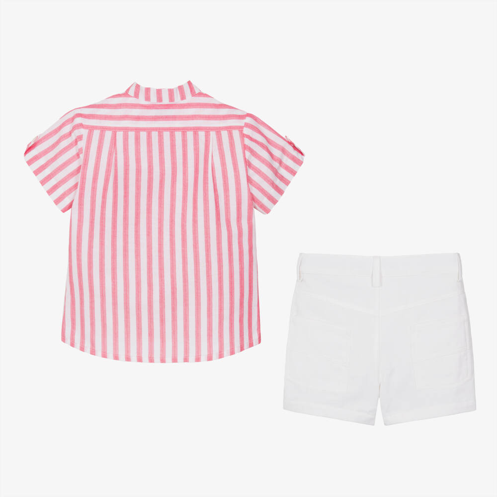 Miranda-Boys Striped Crimson Short Ensemble | Childrensalon Outlet