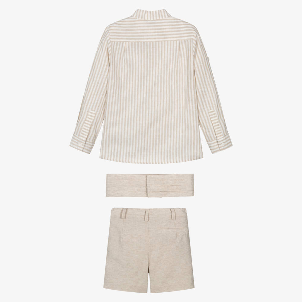 Miranda-Boys Tan Cotton & Linen Ensemble | Childrensalon Outlet