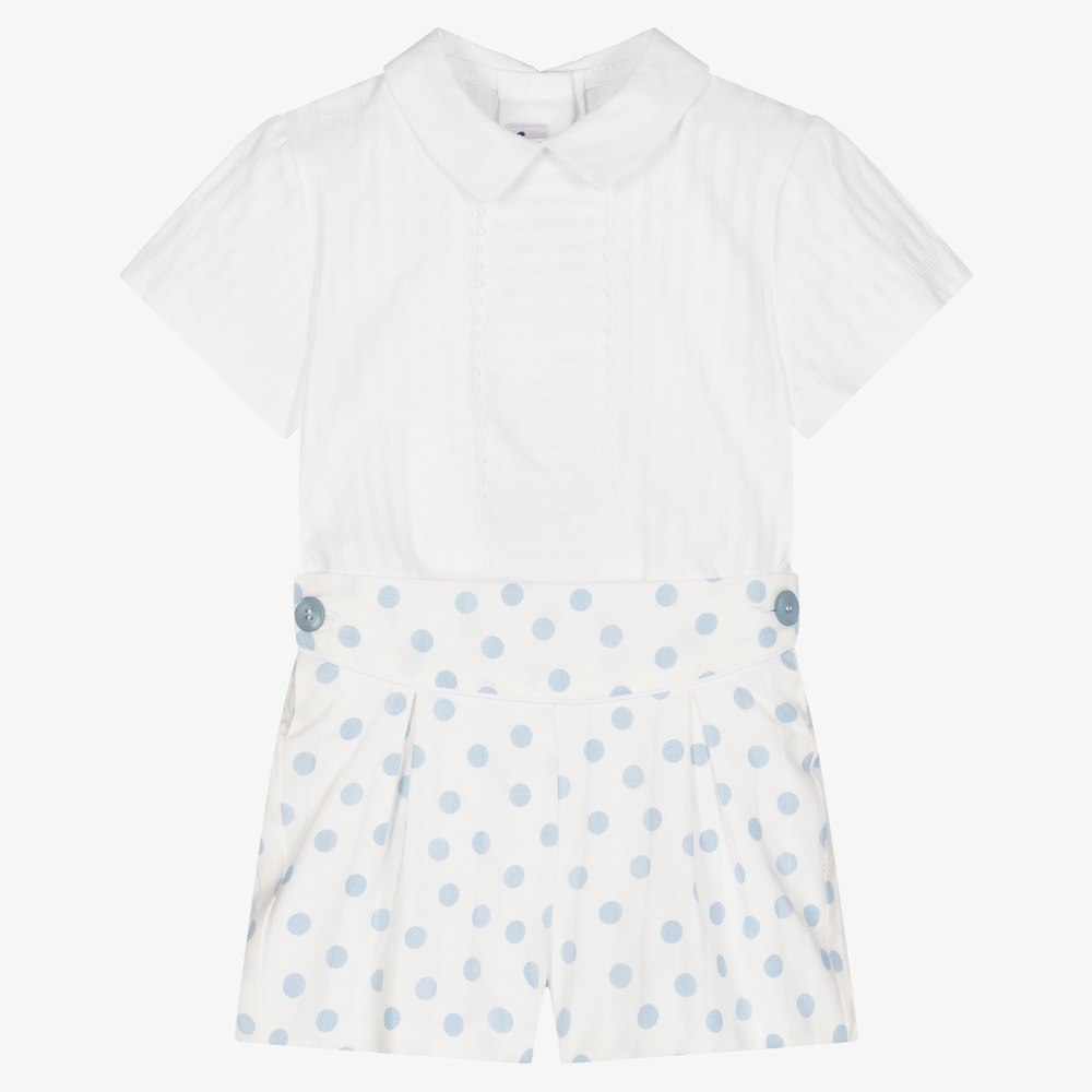 Miranda - Белая рубашка и голубые шорты для мальчиков | Childrensalon