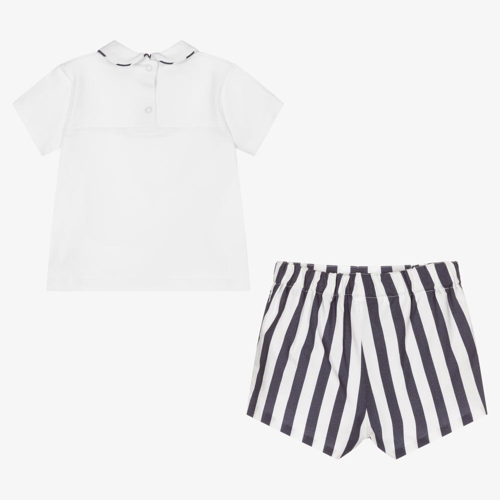 Miranda-Boys White & Blue Shorts Set | Childrensalon Outlet