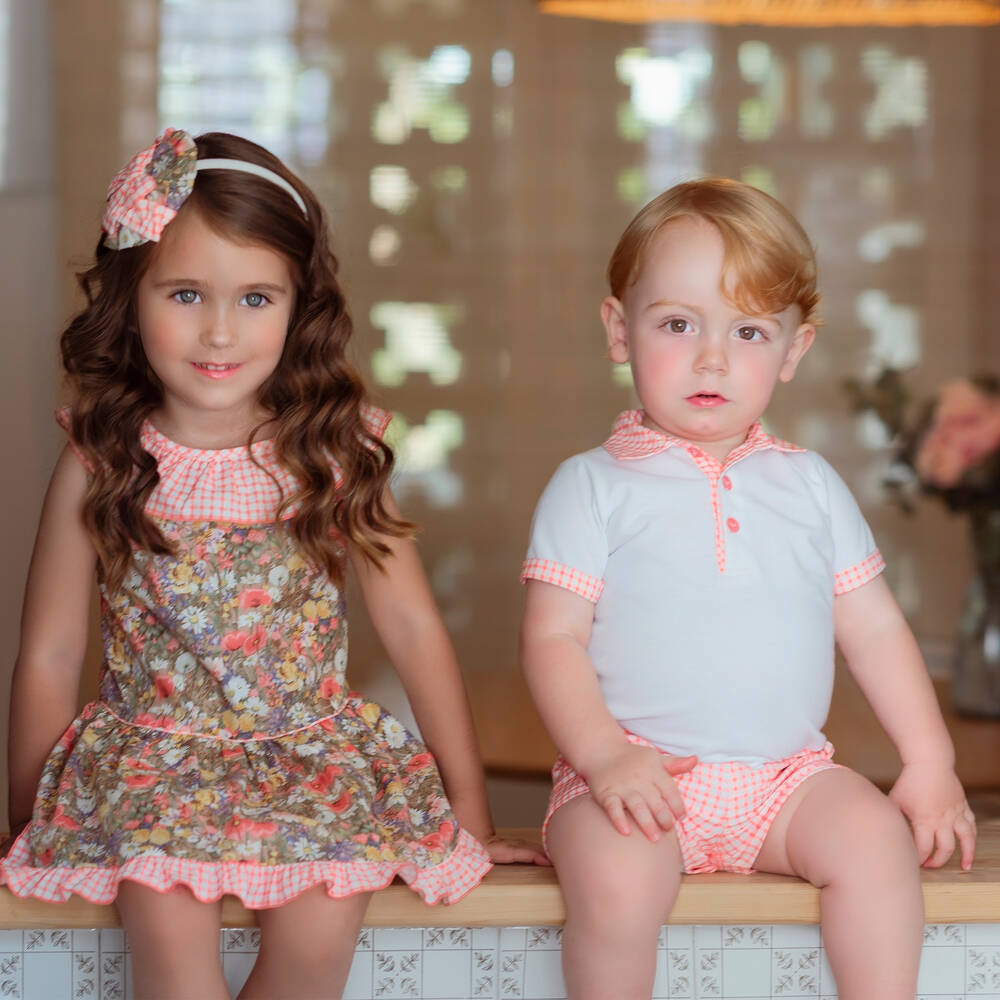 Miranda-Boys White & Pink Cotton Shorts Set | Childrensalon Outlet