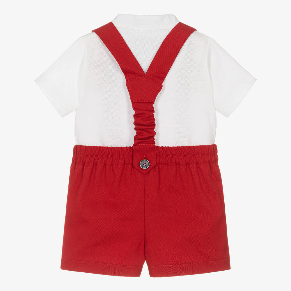 Miranda-Boys White & Red Cotton Shorts Set | Childrensalon Outlet