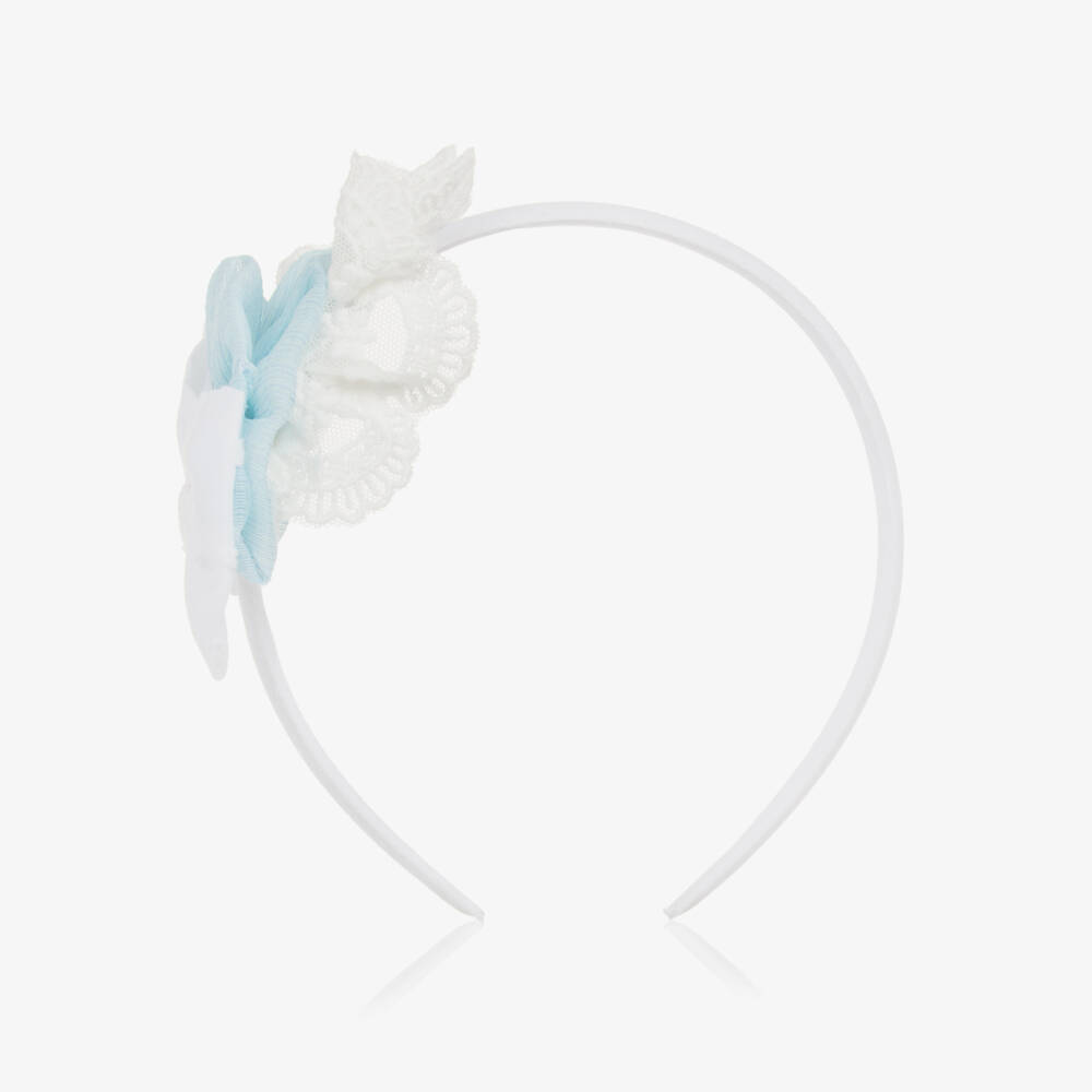Miranda-Ободок из шифона с кружевом для девочек аквамарин | Childrensalon Outlet