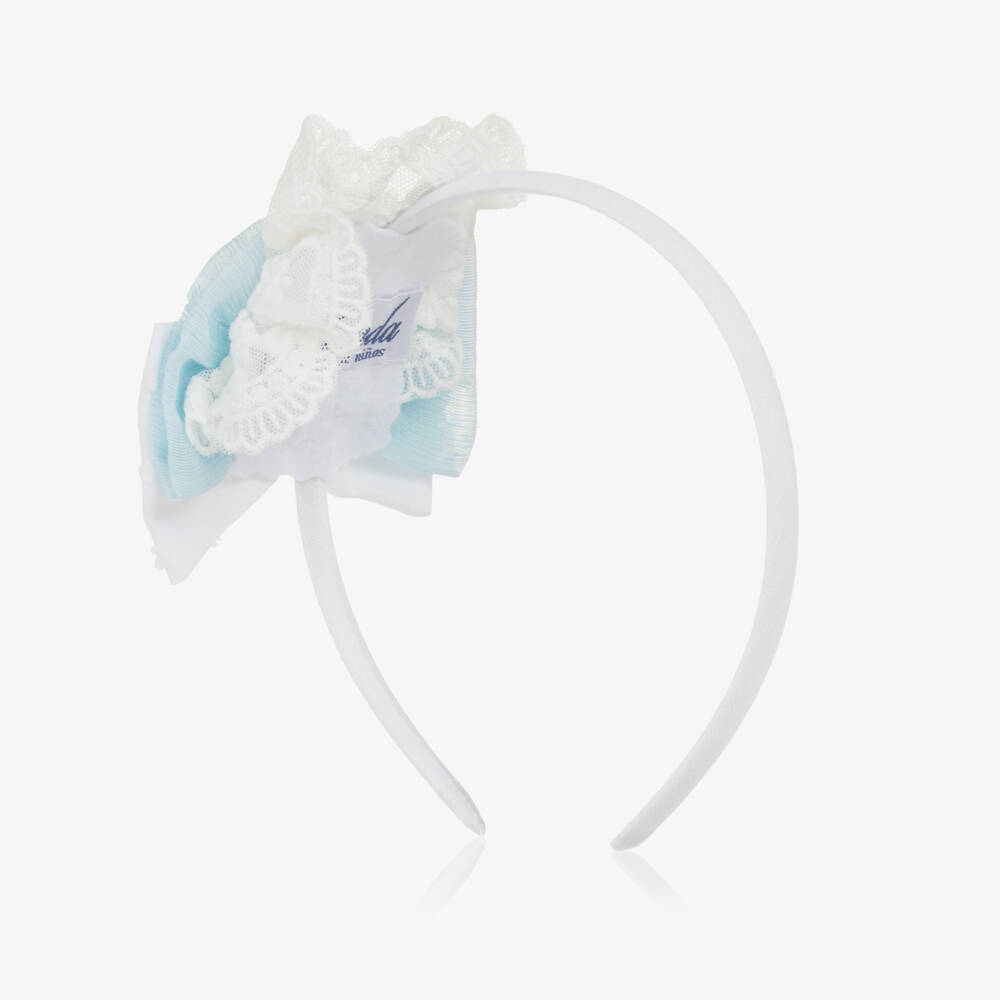 Miranda-Ободок из шифона с кружевом для девочек аквамарин | Childrensalon Outlet
