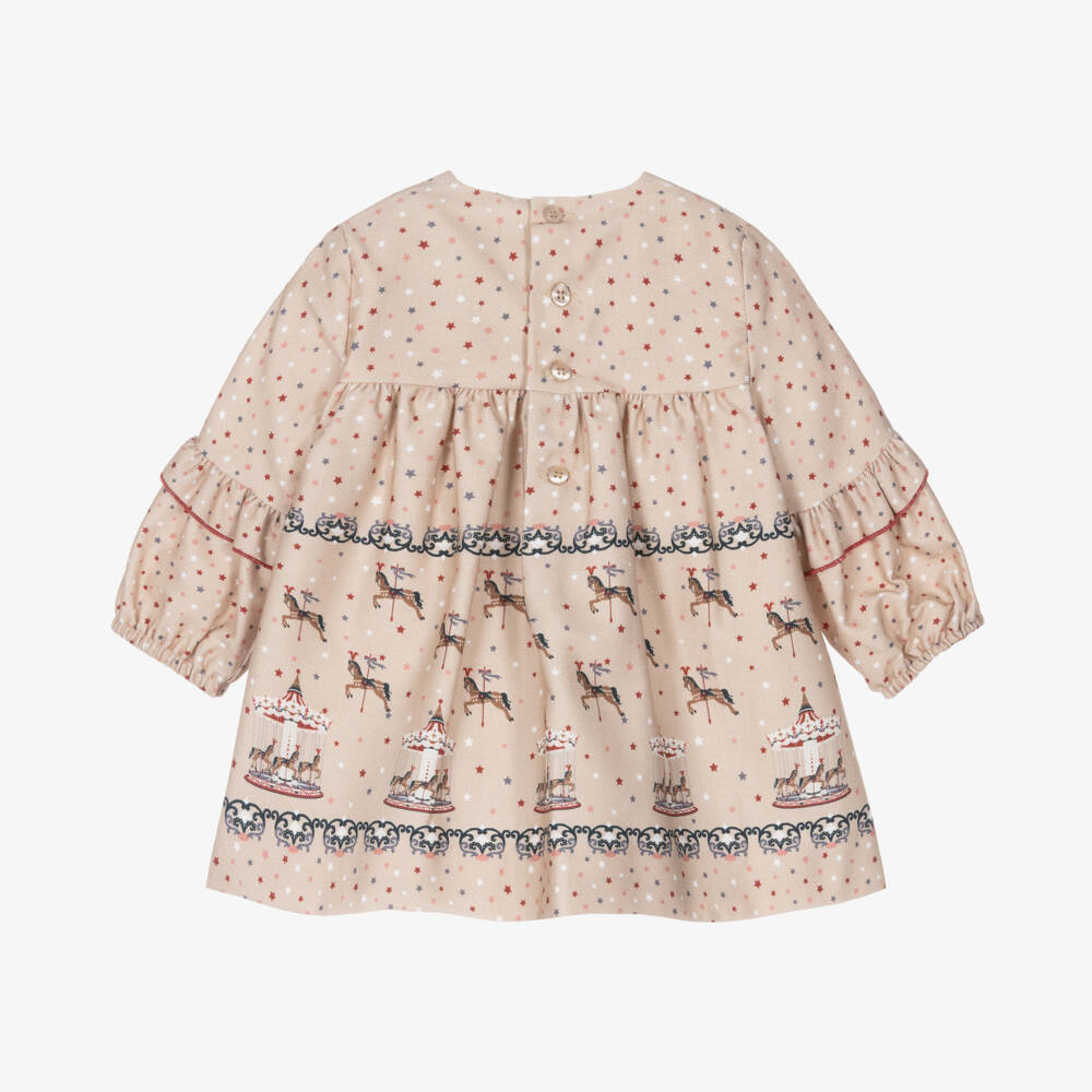 Miranda-Girls Beige Dress with Starry Whimsy | Childrensalon Outlet