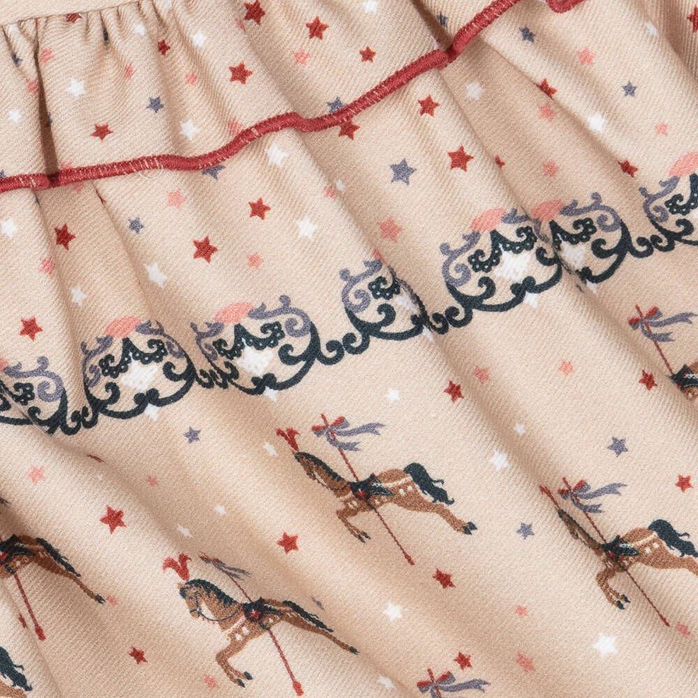 Miranda-Girls Beige Dress with Starry Whimsy | Childrensalon Outlet